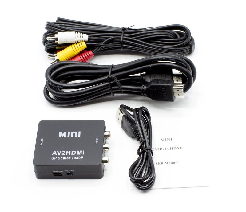 THE CIMPLE CO محول CIMPLE CO من RCA إلى HDMI (محول تناظري إلى رقمي) - يحول من RCA/تركيبي/أحمر-أبيض-أصفر - لا يعمل بالعكس - تحويل للأعلى - مجموعة سوداء - Image 1